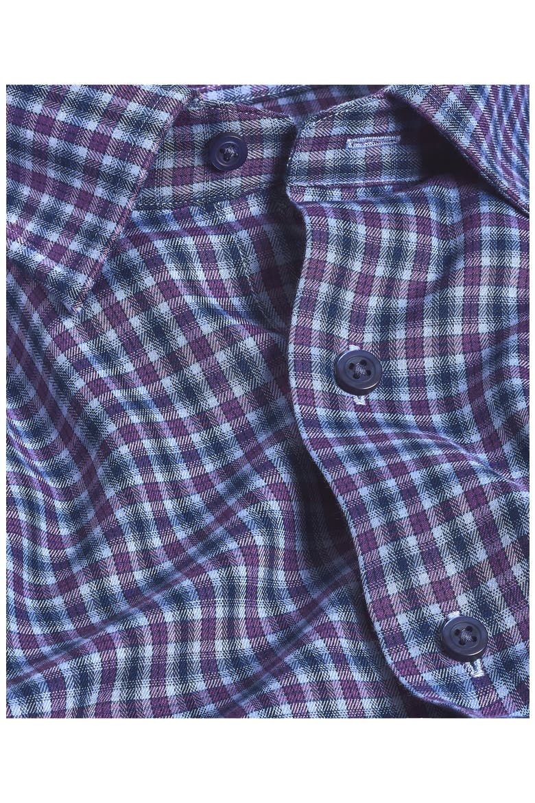 Check Brushed Performance Sport Shirt, Alternate, color, NAVY/ PURPLE