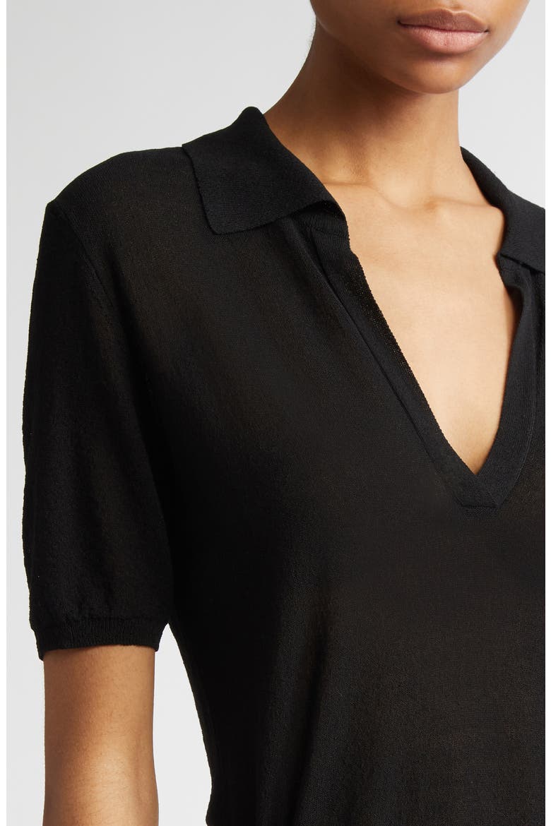 Casarsa Short Sleeve Polo Sweater, Alternate, color, BLACK
