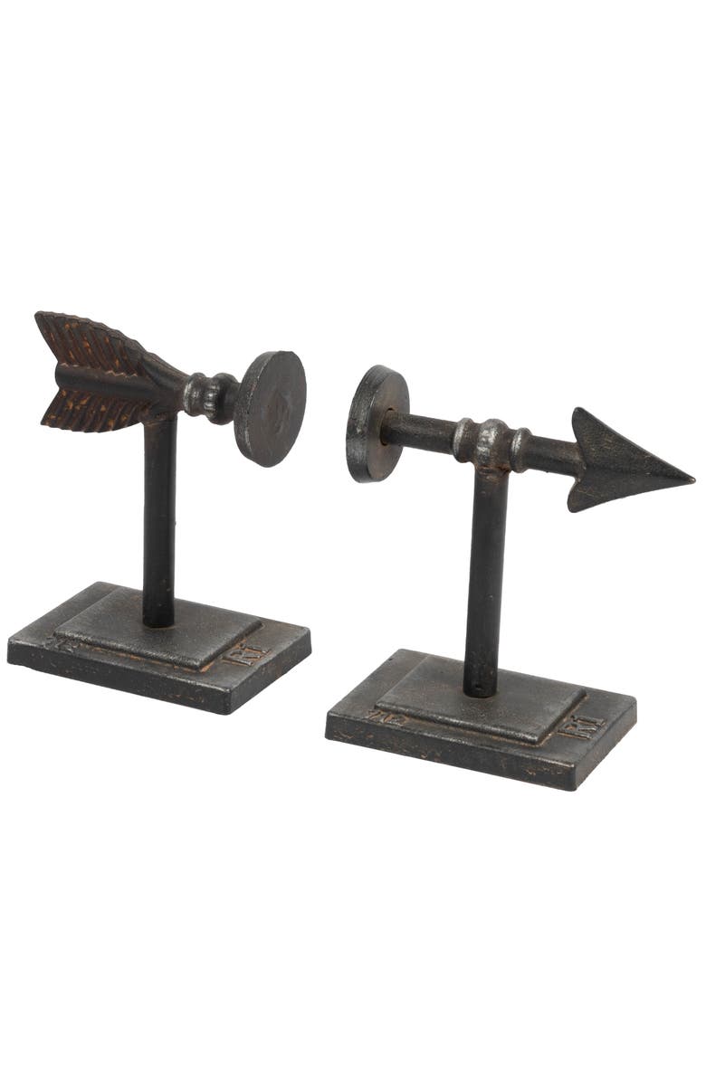 Storied Home Decorative Cast Metal Arrow Bookends, Bronze, Set of 2, Main, color, Brown