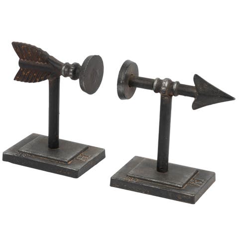 Decorative Cast Metal Arrow Bookends, Bronze, Set of 2