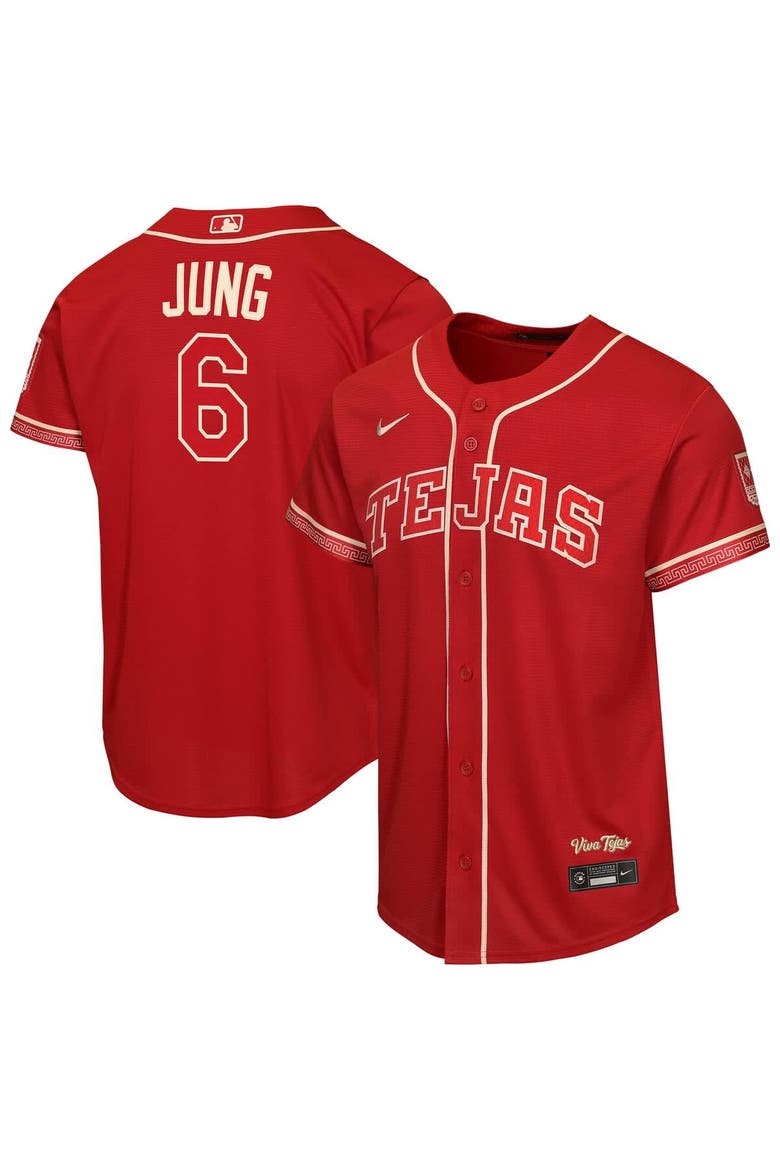 Youth Nike Josh Jung Red Texas Rangers 2026 City Connect Stadium Jersey, Main, color, Red
