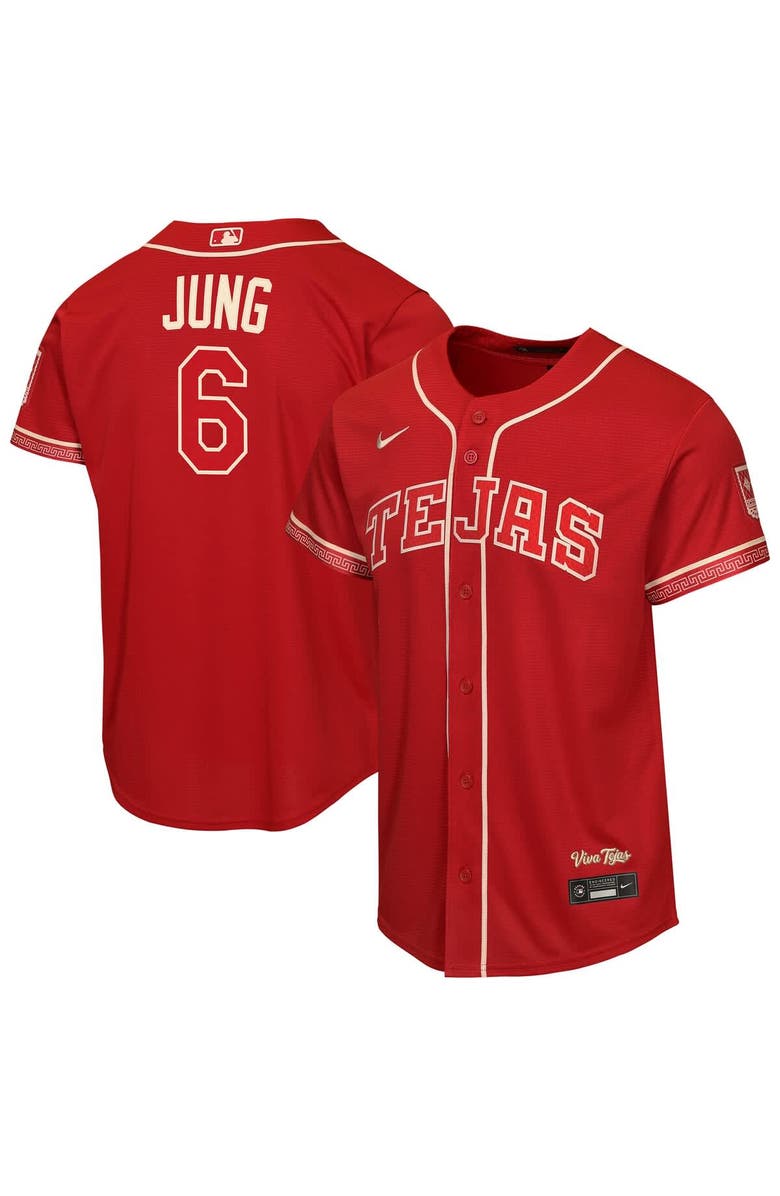 Nike Youth Nike Josh Jung Red Texas Rangers 2026 City Connect Stadium Jersey, Main, color, Red