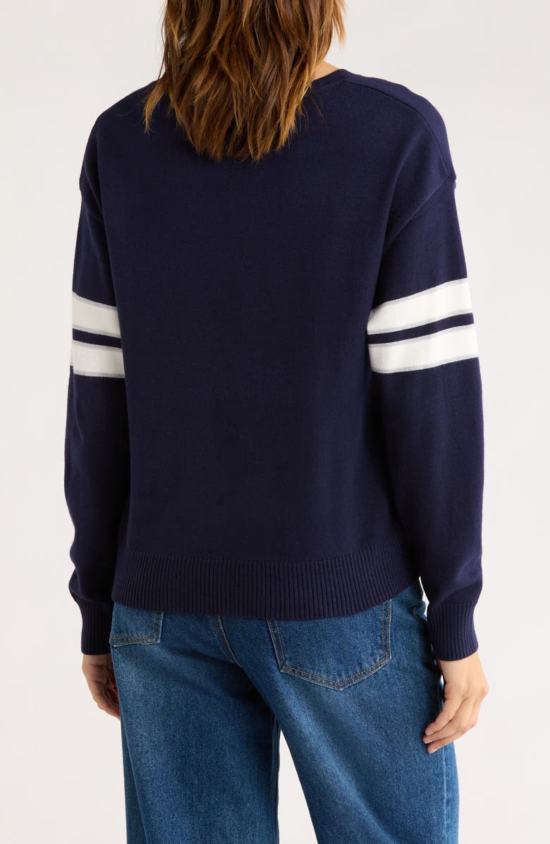 Madden Girl 95 Jacquard Pullover Sweater, Alternate, color, Navy Combo