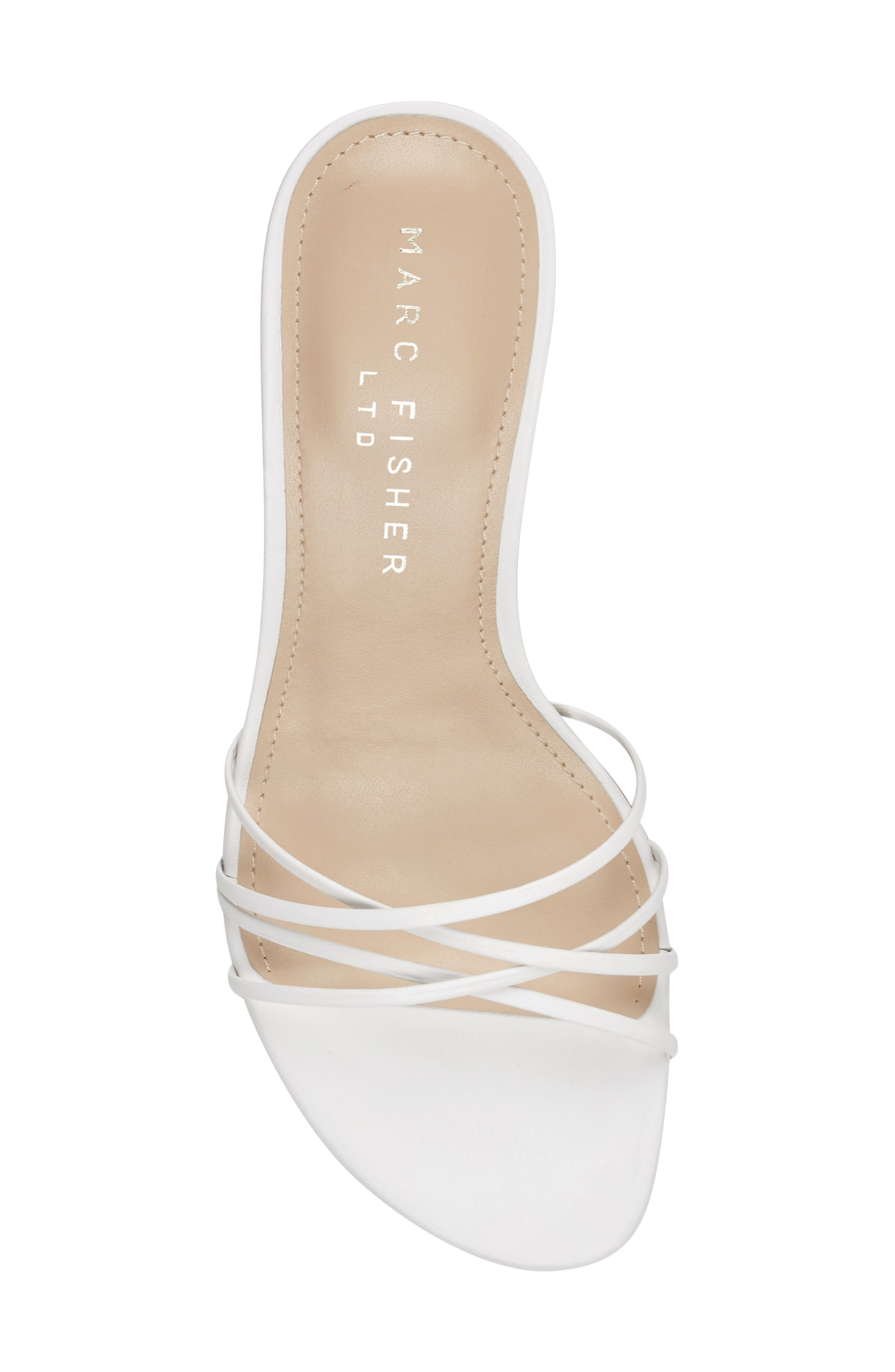 Marc Fisher Gineva Ankle Wrap Kitten Heel Sandal, Alternate, color, White