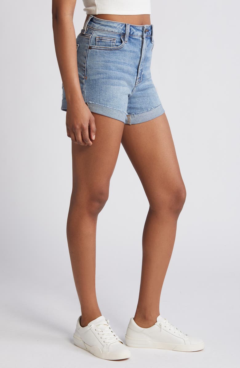 HIDDEN JEANS Cuffed High Waist Denim Shorts, Alternate, color, 