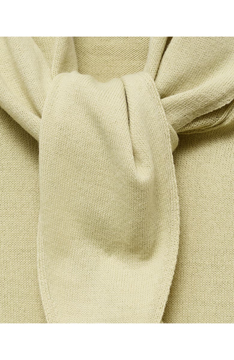 MANGO Short Sleeve Sweater with Scarf, Alternate, color, Pastel Green