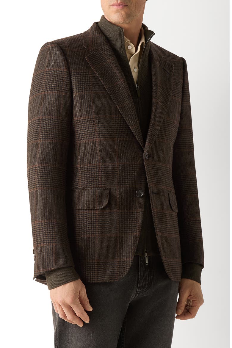 Regular Fit Plaid Cashmere Sport Coat, Main, color, Dark Olive Green/Black