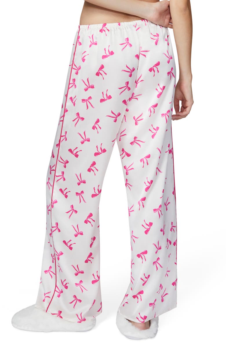 Florence by Mills Bow Satin Pajama Pants, Alternate, color, Jet Stream Bows