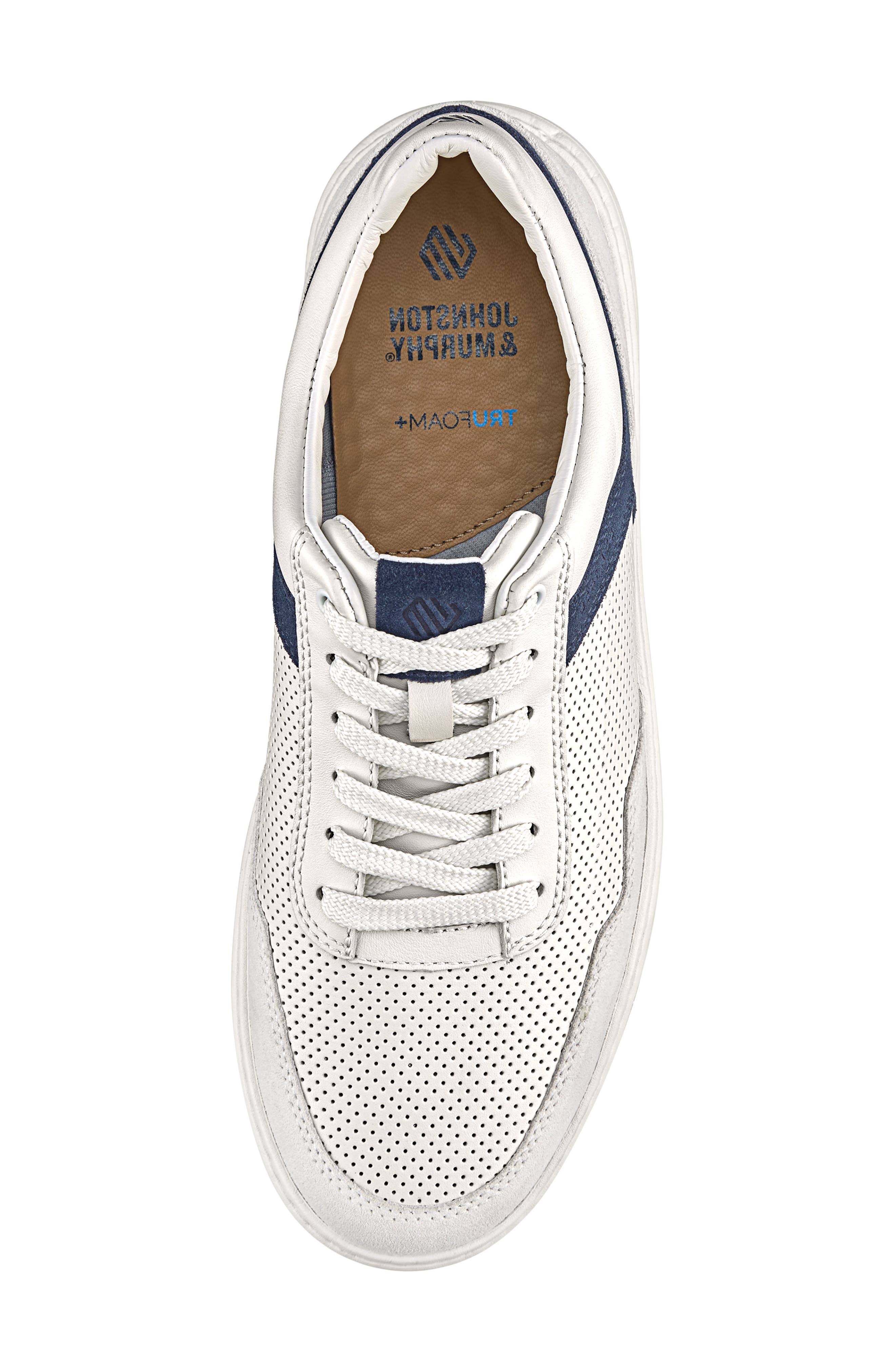 Johnston & Murphy Dawson Sneaker, Alternate, color, White Full Grain/ Navy Suede