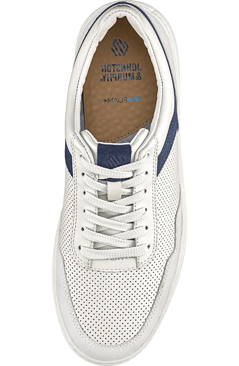 Johnston & Murphy Dawson Sneaker, Alternate, color, White Full Grain/ Navy Suede