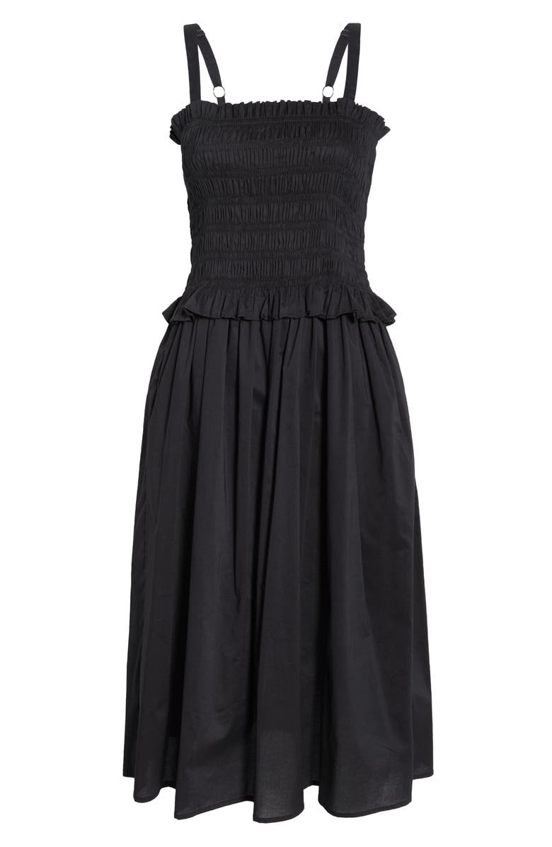 MELLODAY Smocked Midi Dress, Alternate, color, Black