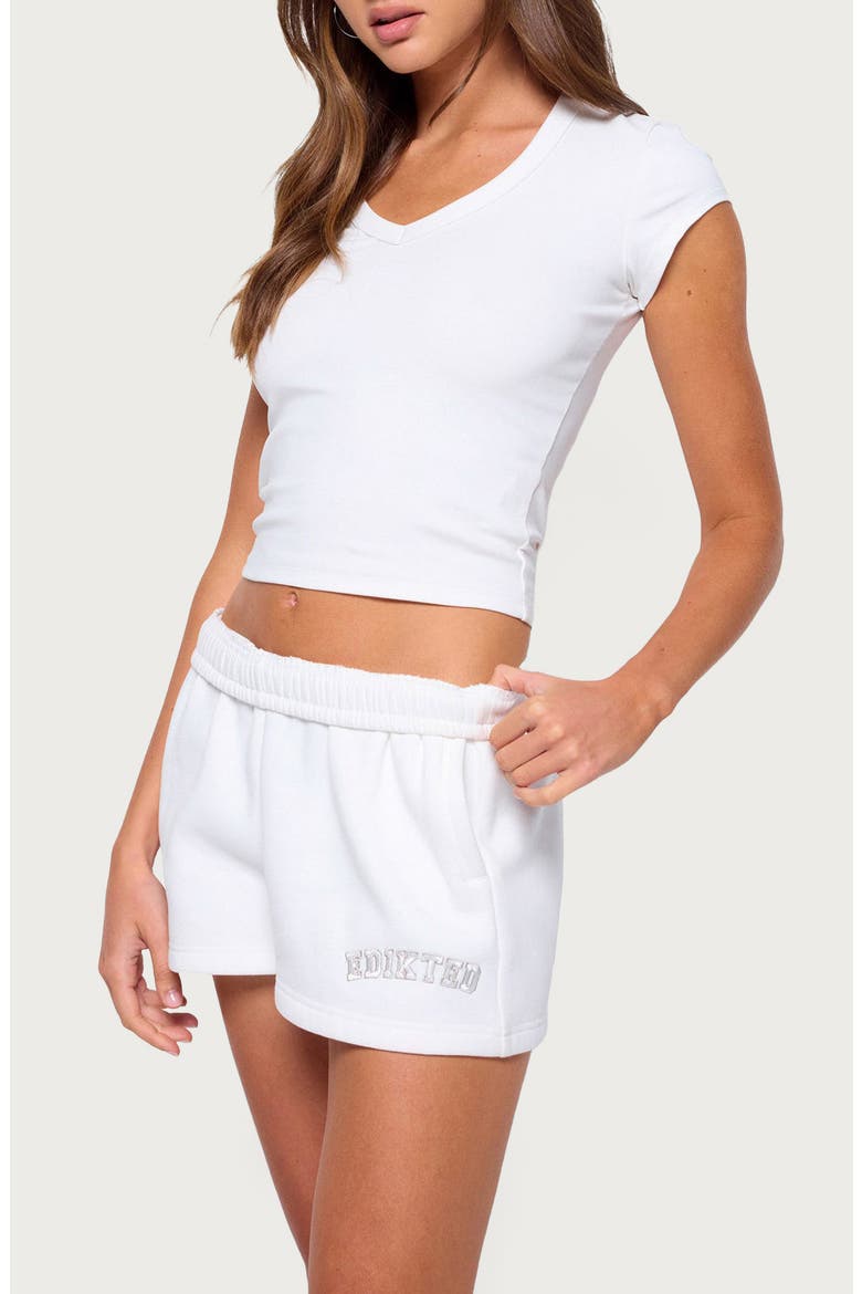 Gillie Ribbed V-Neck T-Shirt, Alternate, color, WHITE