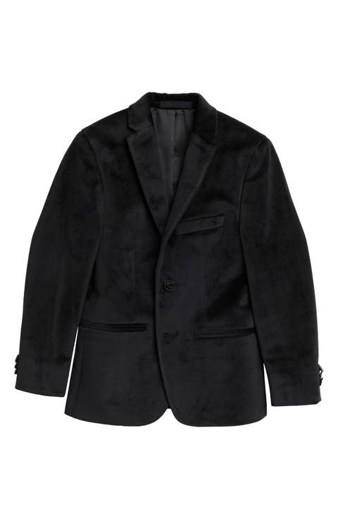 Kids' Black Velvet Notch Lapel Sport Coat (Big Kid)