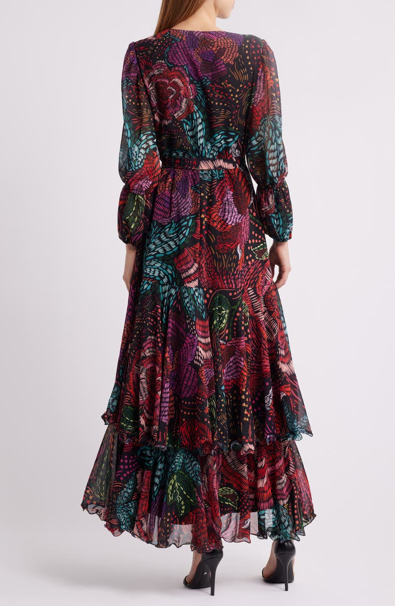 Hutch Carlotta Floral Print Long Sleeve Wrap Gown, Alternate, color, 