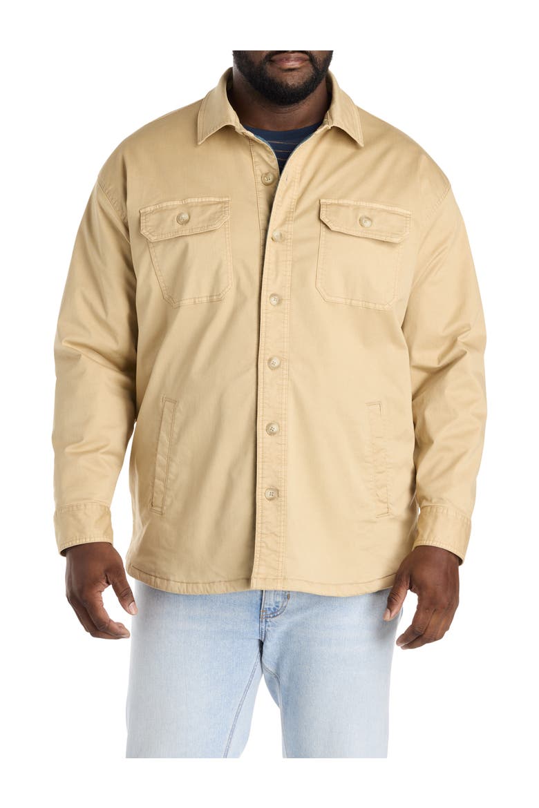 Big & Tall Button-Front Shirt Jacket, Alternate, color, SAFARI