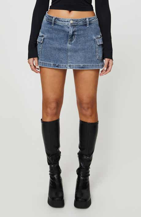 Princess Polly Grishea Low Rise Cargo Denim Miniskirt