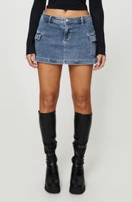 Princess Polly Grishea Low Rise Cargo Denim Miniskirt