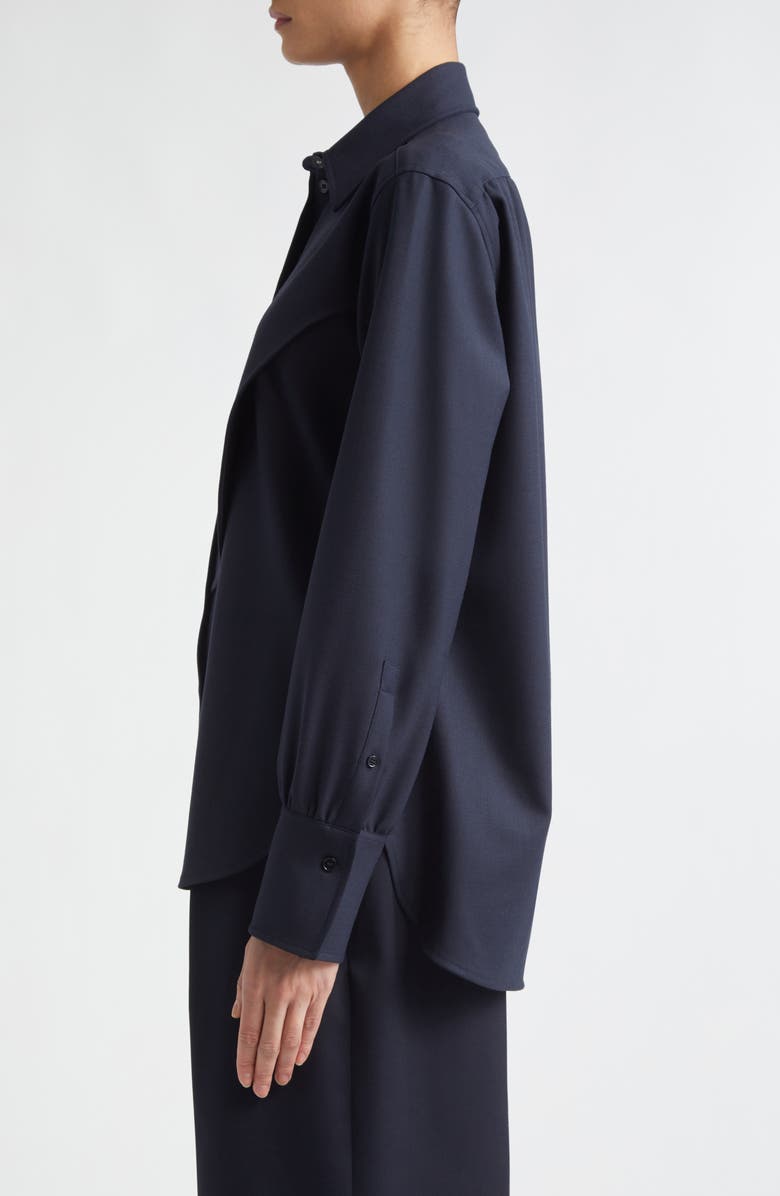 Victoria Beckham Yoke Detail Stretch Button-Up Shirt, Alternate, color, Midnight