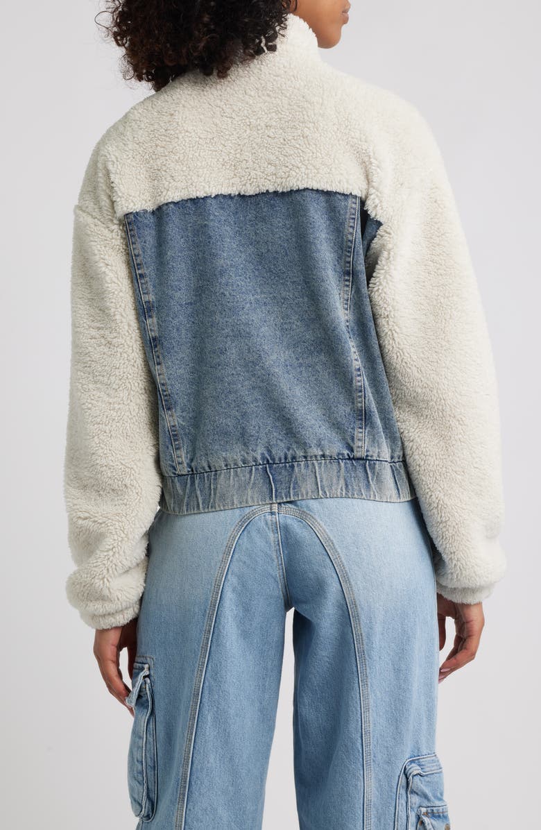 Thread & Supply Denim & Faux Shearling Trucker Jacket, Alternate, color,