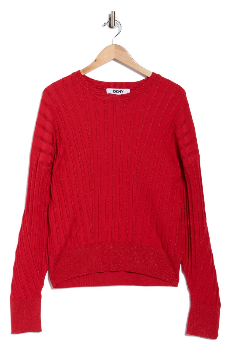 DKNY Transfer Stitch Sweater, Alternate, color, Red Light