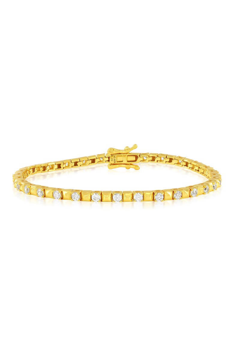 Cubic Zirconia & Pyramid Link Bracelet, Main, color, GOLD