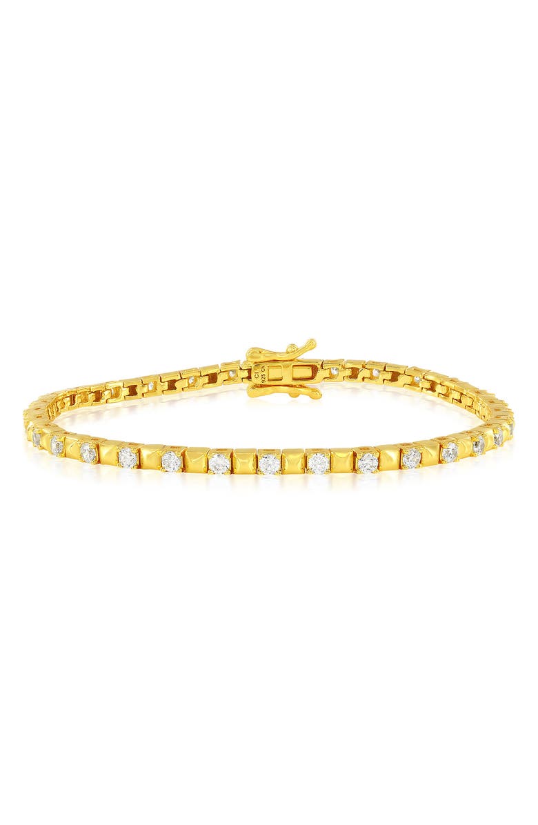 SIMONA Cubic Zirconia & Pyramid Link Bracelet, Main, color, Gold