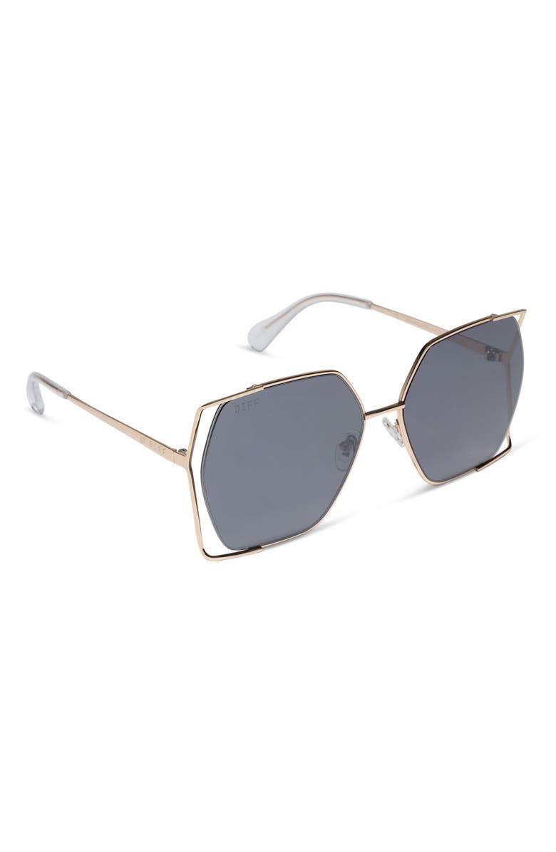 DIFF 61mm Dawn Geometric Sunglasses, Alternate, color, Gold Grey Silver Flash