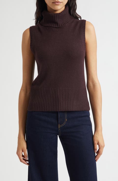 Mazzy Sleeveless Cashmere Turtleneck Sweater