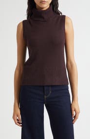 Veronica Beard Mazzy Sleeveless Cashmere Turtleneck Sweater