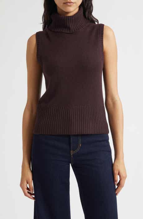 Veronica Beard Mazzy Sleeveless Cashmere Turtleneck Sweater