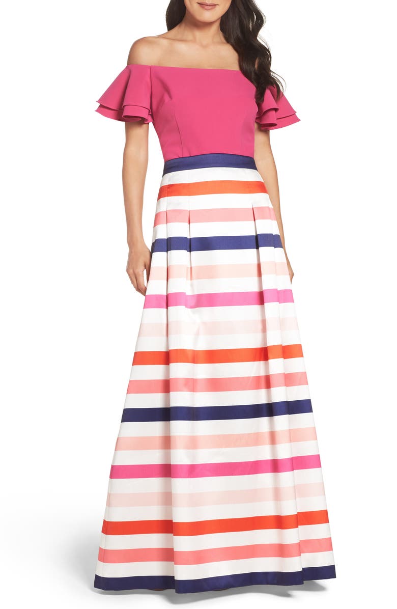 Eliza J Off the Shoulder Top, Alternate, color, Fuchsia