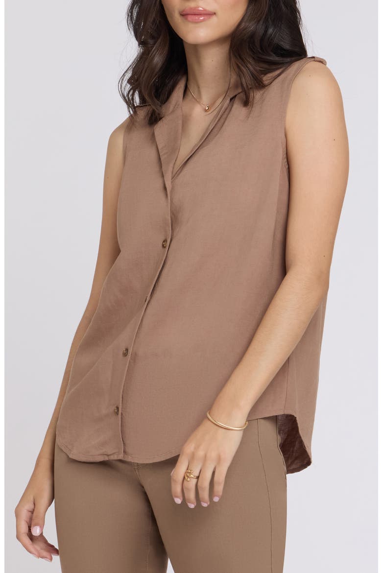 Gabrielle Sleeveless Camp Shirt, Main, color, TOASTED COCONUT