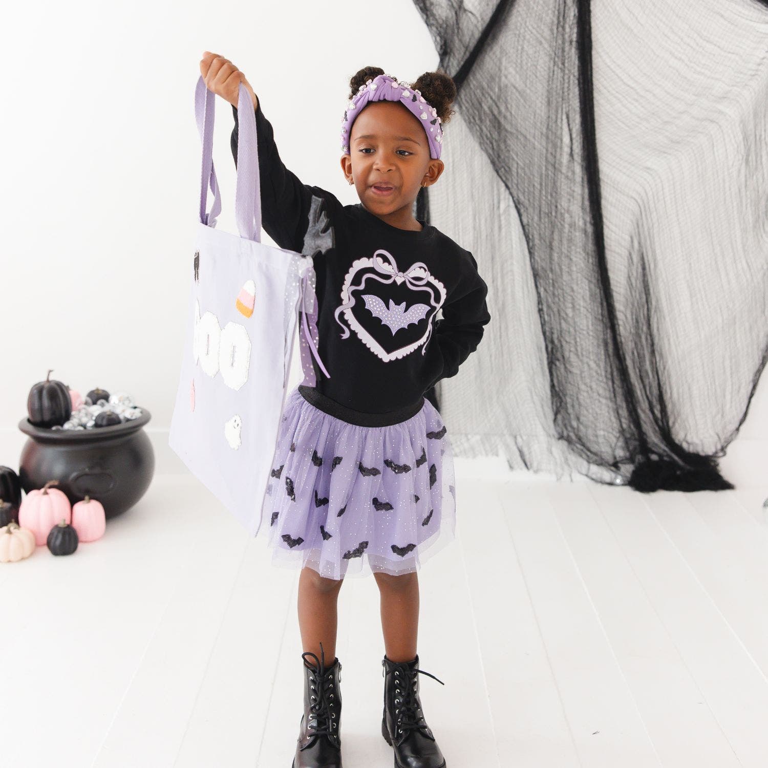 Boo Trick or Treat Patch Halloween Tote, Alternate, color, Lavender