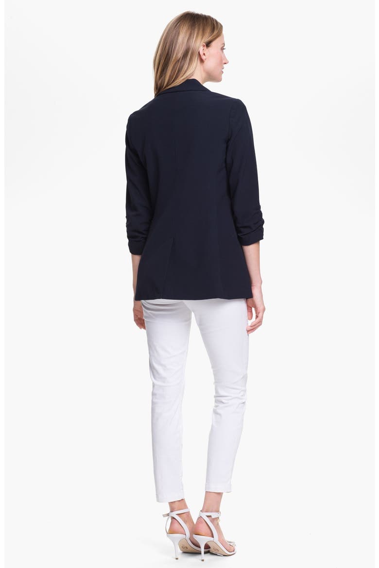 Ruched Sleeve Boyfriend Jacket, Alternate, color, NEW NAVY