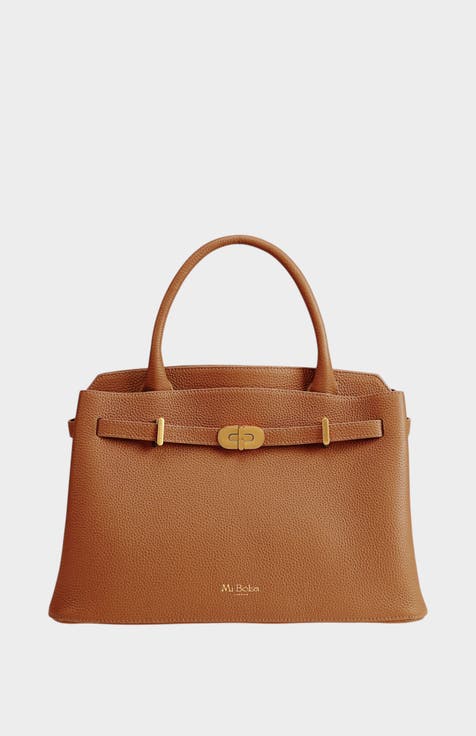 Kensington Genuine Pebble Leather Top Handle Bag