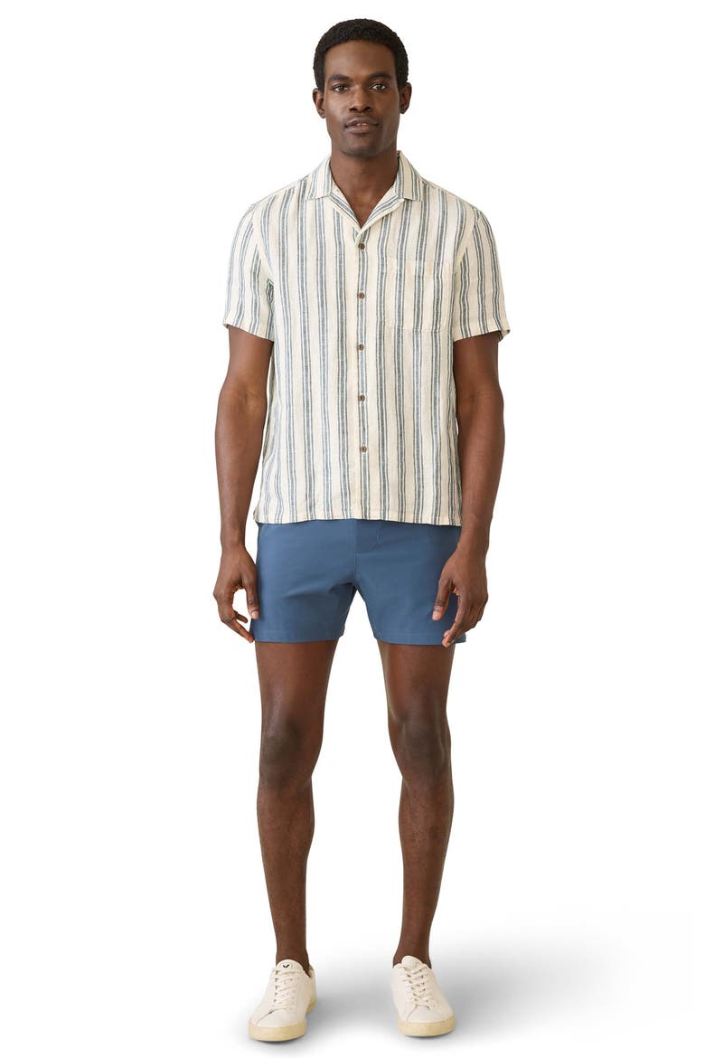Palma Linen Short Sleeve Button-Up Shirt, Alternate, color, ISLAND BLUE STRIPE