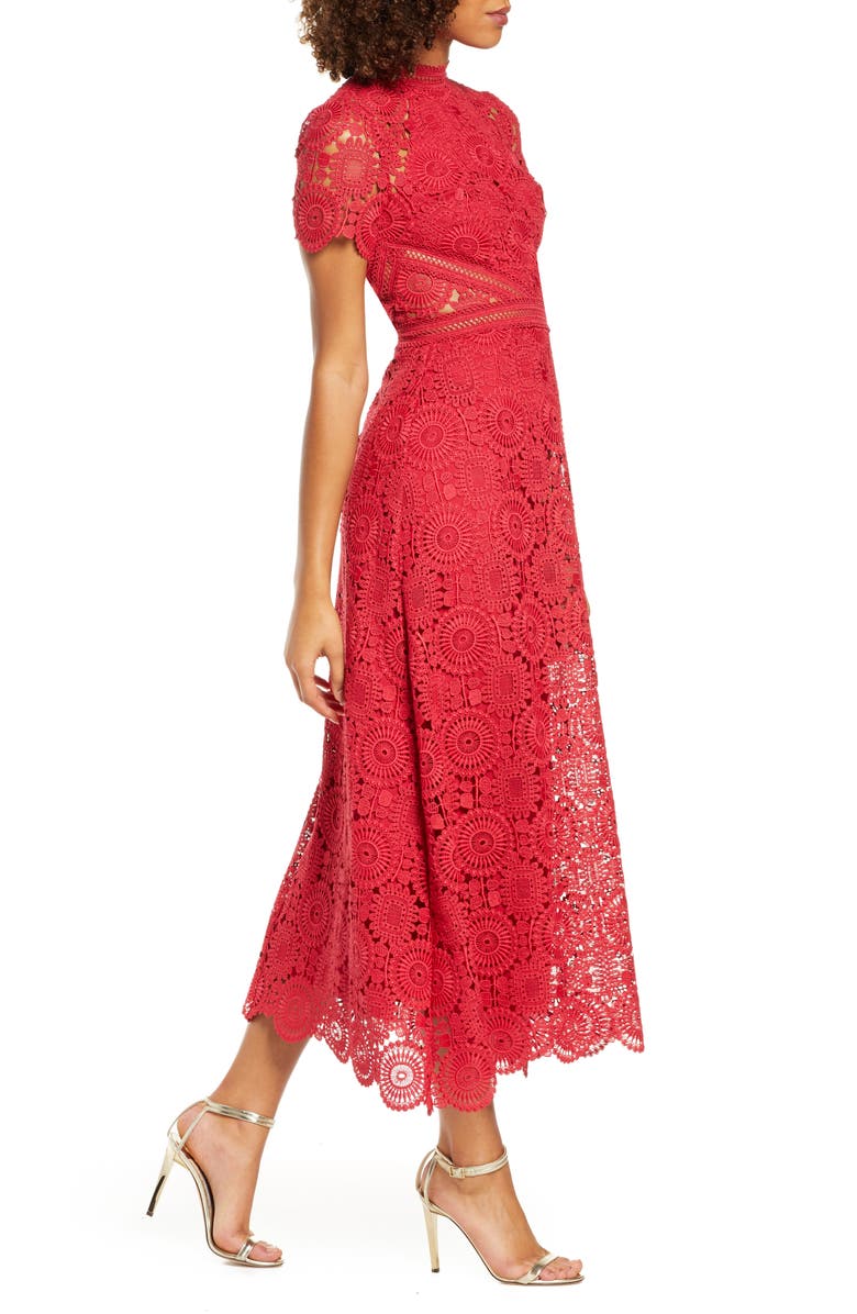 ML Monique Lhuillier Lace Midi Cocktail Dress, Alternate, color,