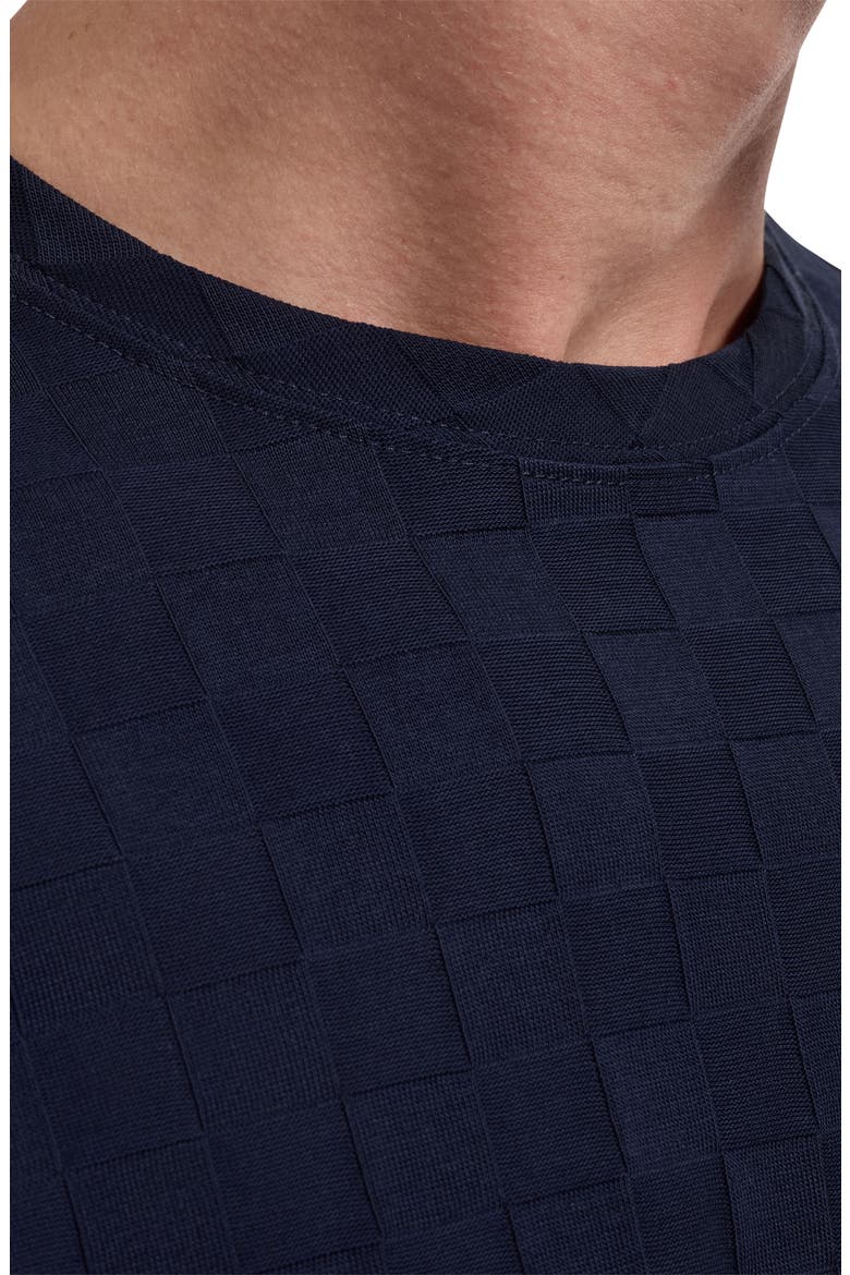 Crewneck Jacquard Checkerboard T-Shirt, Alternate, color, NAVY