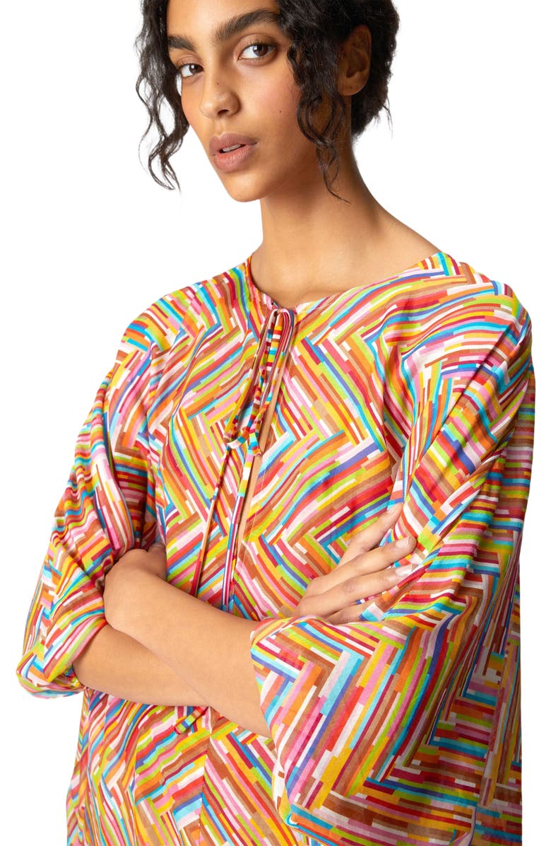 Missoni Long Kaftan In Printed Cotton And Silk Blend, Alternate, color, Multicoloured 2