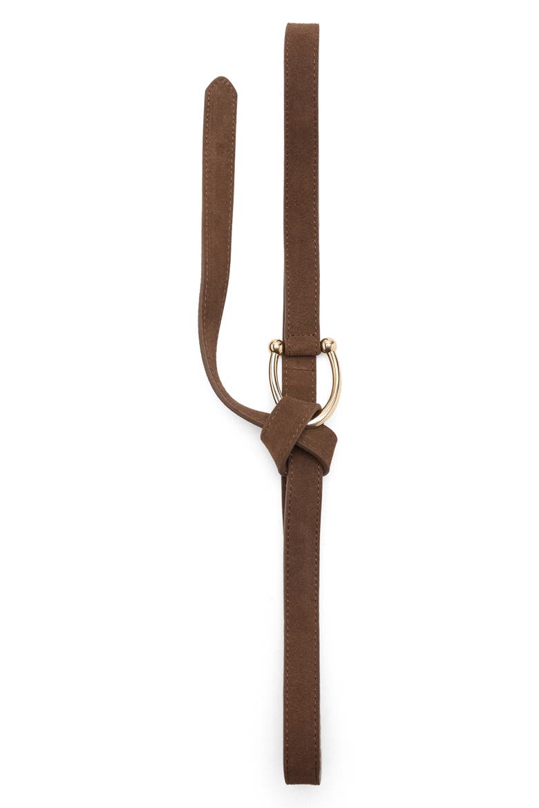 Skinny Suede Belt, Alternate, color, BROWN
