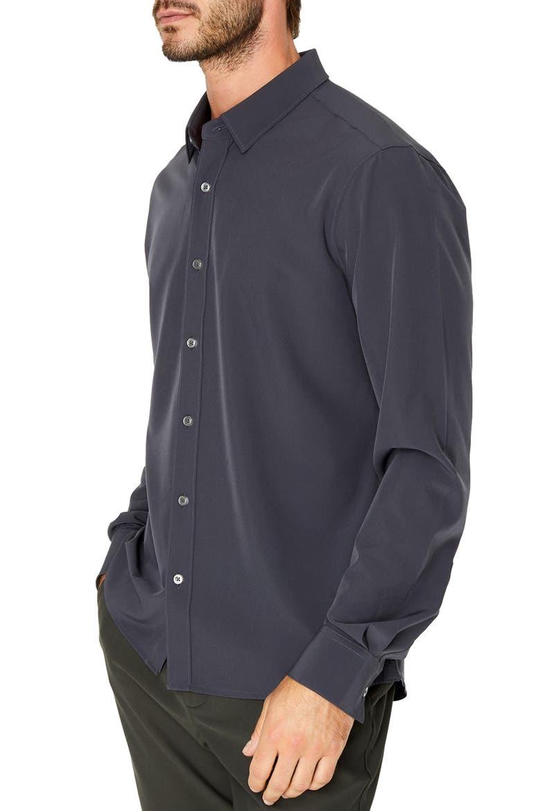 Liberty Solid Performance Button-Up Shirt, Alternate, color, CHARCOAL
