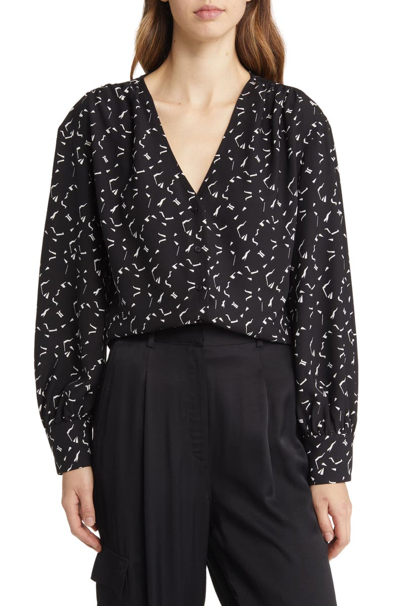 Nordstrom Print V-Neck Blouse, Main, color,