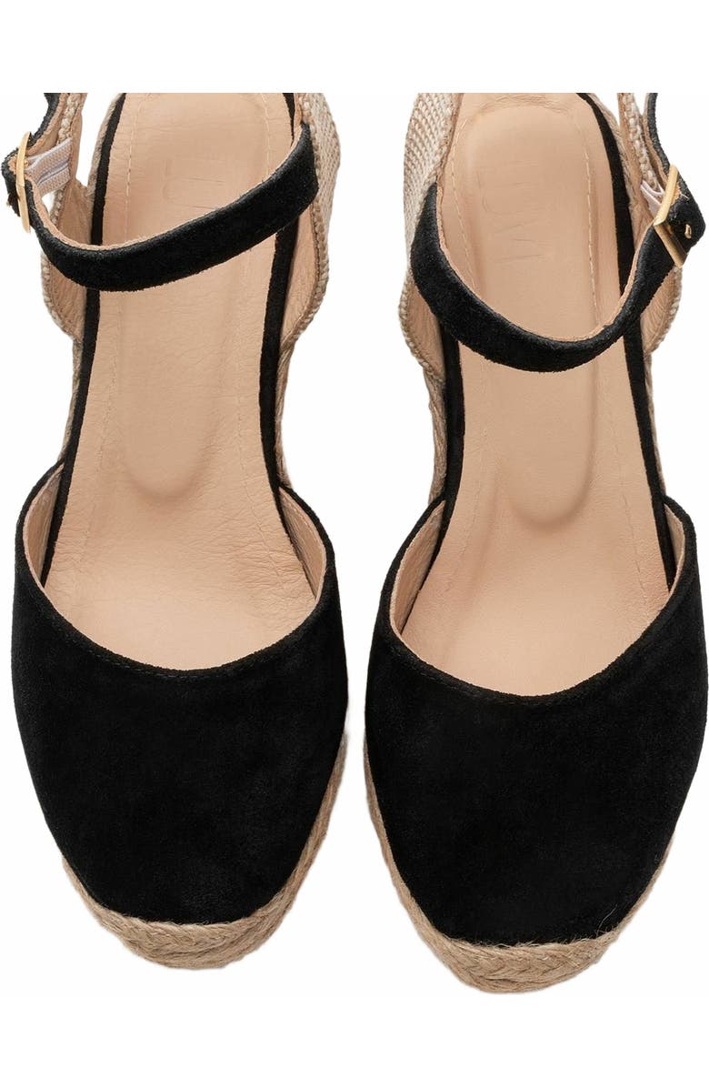 Forever & Always Shoes Sinta Suede Leather Platform Espadrille, Alternate, color, Black Suede Leather