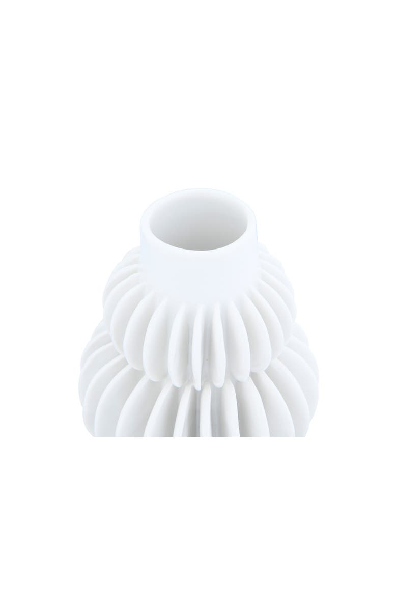 Storied Home Stoneware Vase with Half Circle Pleated Design, White, Alternate, color, White