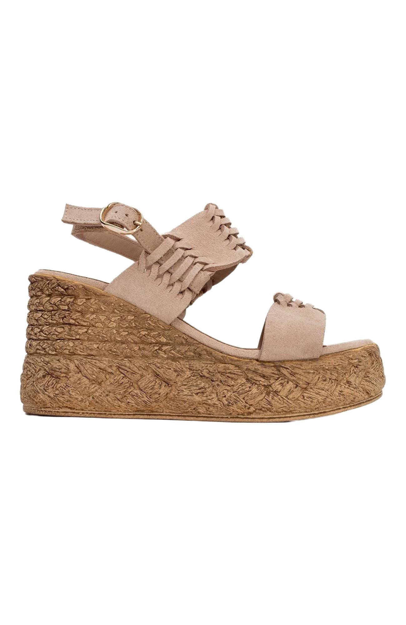 Forever & Always Shoes Olien Suede Leather Platform Espadrilles, Alternate, color, Beige Suede Leather