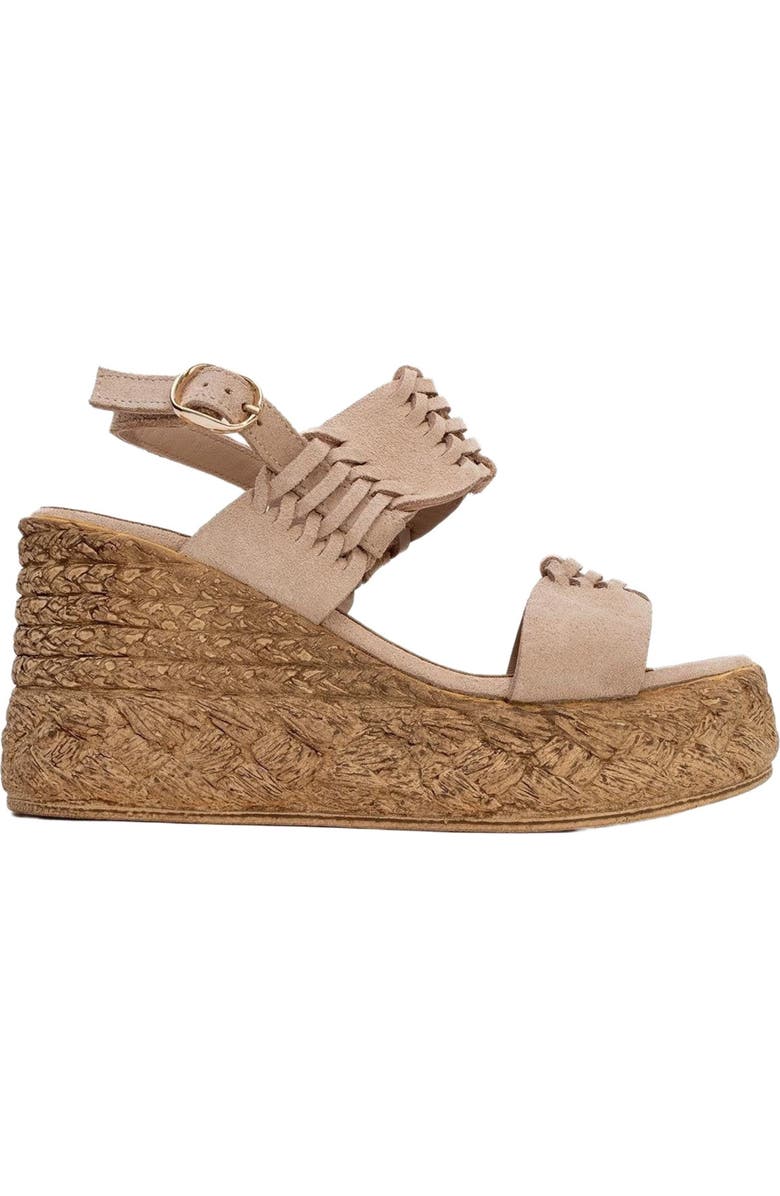 Forever & Always Shoes Olien Suede Leather Platform Espadrilles, Alternate, color, Beige Suede Leather