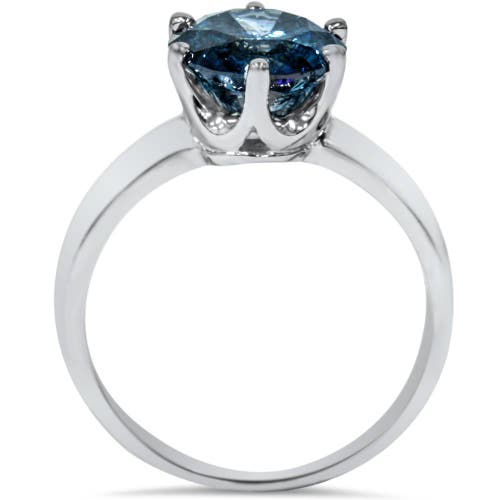 Bliss Diamond 2ct Blue Diamond Solitaire Engagement Ring 14k Gold Lab Grown