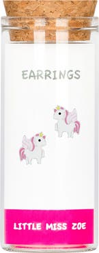 Little Miss Zoe Kids' Sterling Silver Winged Unicorn Stud Earrings in Gift Bottle