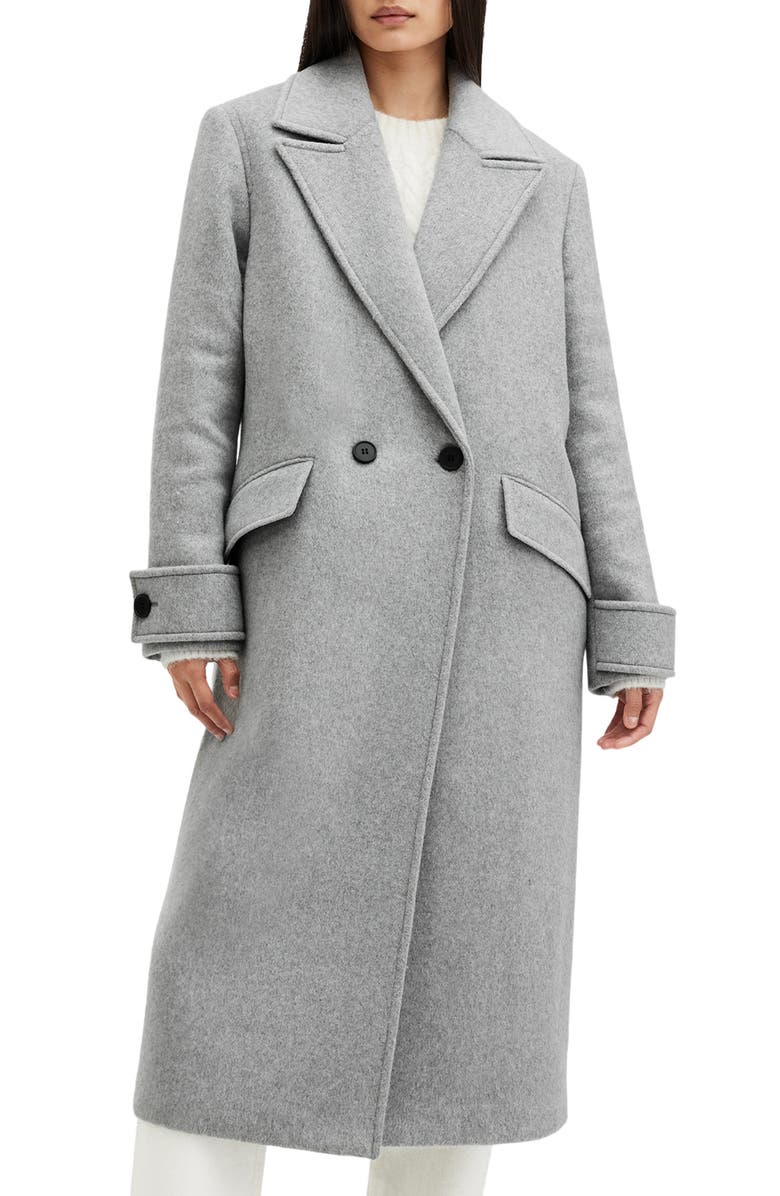 AllSaints Mabel Double Breasted Coat, Alternate, color, Ultimate Grey