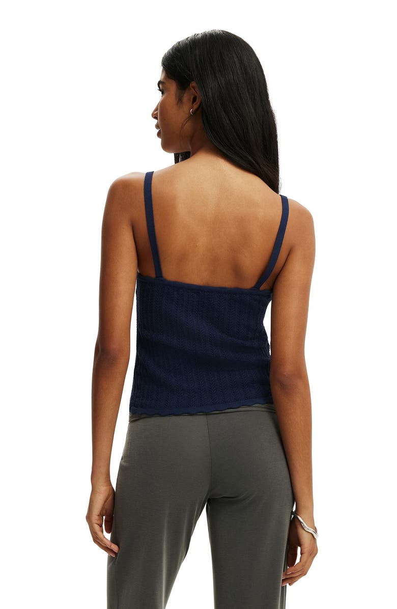 Cotton On Women's Scallop Edge Knit Cami, Alternate, color, Navy